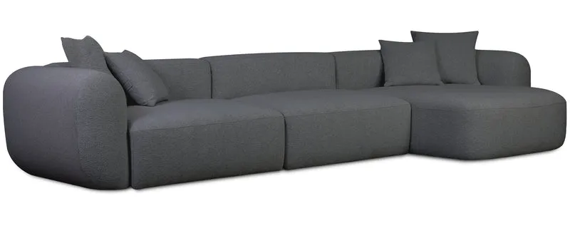 Modulares Ecksofa Baomi, groß, L-förmig, rechtsseitig, dunkelgrauer Chenille-Bezug