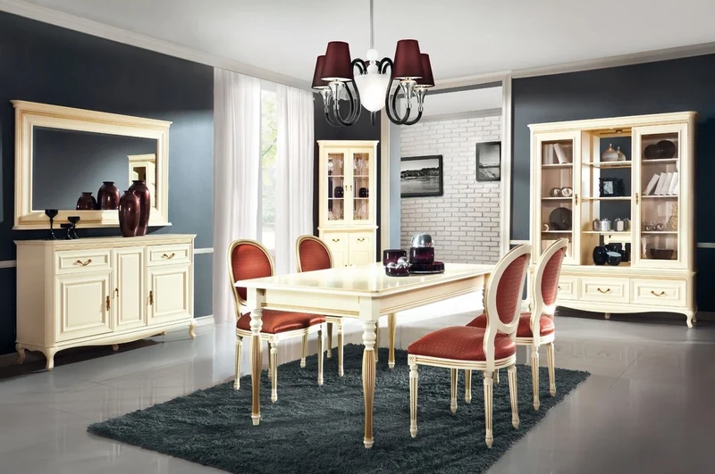 Casa Padrino Luxus Barock Esszimmer Set Creme / Gold / Orange - Ausziehbarer Küchentisch mit 4 Esszimmerstühlen - Esszimmermöbel im Barockstil