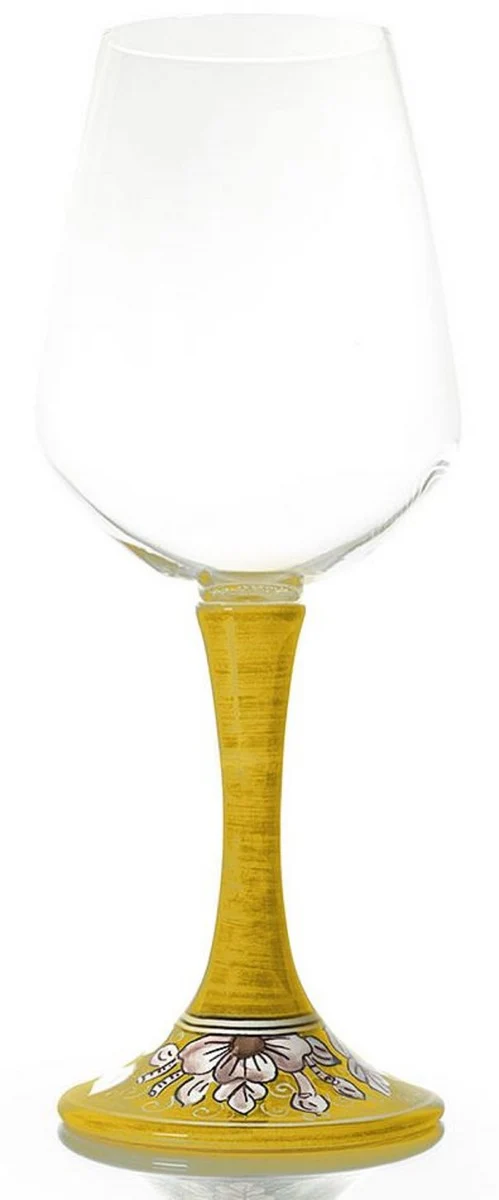 Casa Padrino Luxus Weinglas 6er Set Gelb / Mehrfarbig H. 23,5 cm - Handgefertigte & handbemalte Weingläser - Hotel & Restaurant Accessoires - Luxus Qualität - Made in Italy