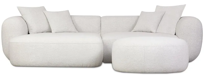 Modulare Eckcouch Baomi L-förmig mit Hocker, linksseitig, grau-beige Chenille