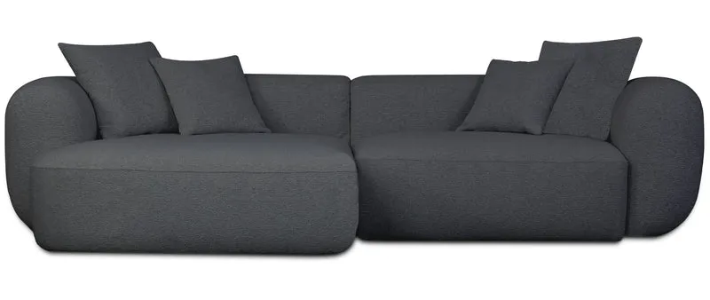 Modulares Ecksofa Baomi L-förmig mit linksseitigem Hocker, dunkelgrauer Chenille-Stoff