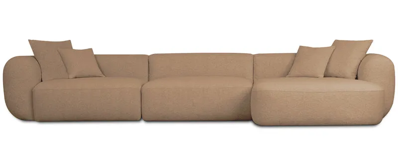 Modulares Ecksofa Baomi, groß, L-förmig, rechtsseitig, senfgelber Chenille-Stoff