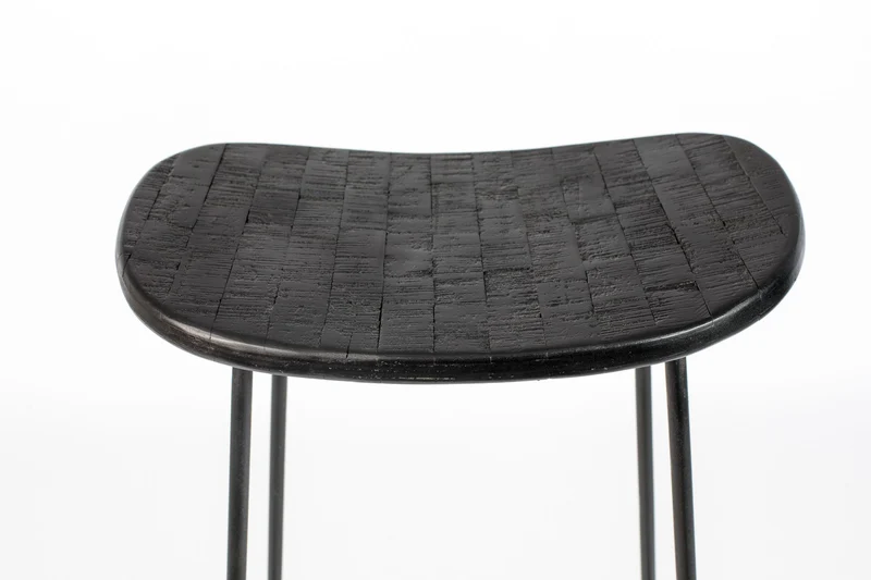 Barhocker TANGLE Schwarz - Metall und Teakholz