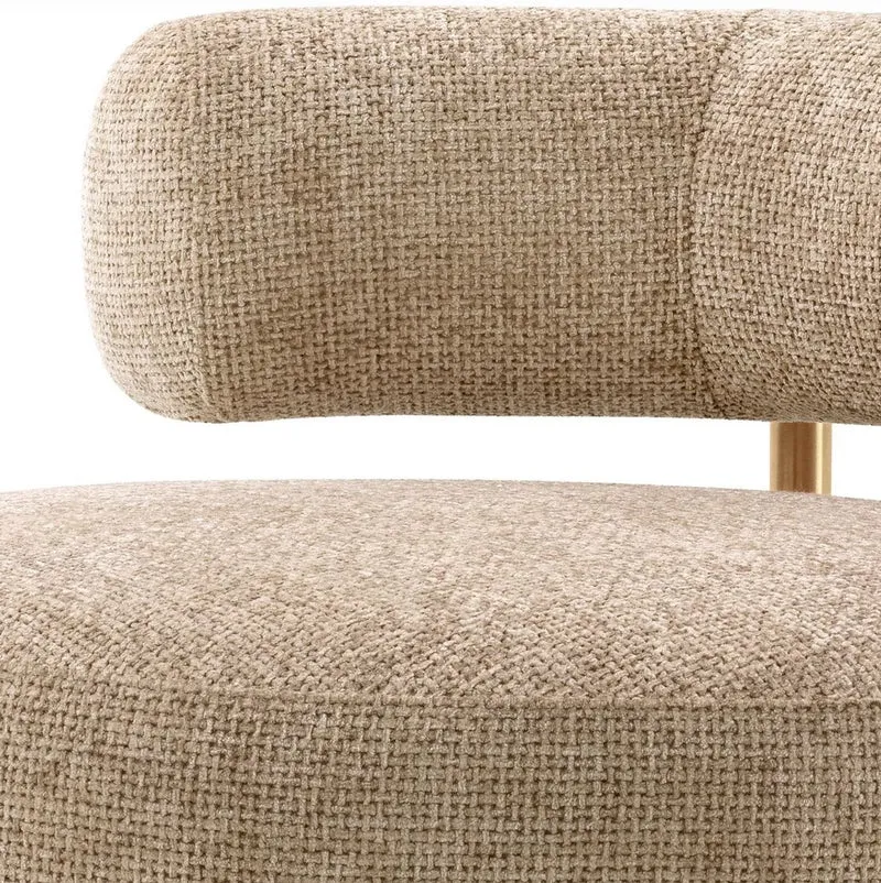 Casa Padrino Luxus Sessel Sandfarben / Messing 85 x 80 x H. 65 cm - Wohnzimmer Sessel - Hotel Sessel - Wohnzimmer Möbel - Luxus Möbel - Wohnzimmer Einrichtung - Luxus Einrichtung - Möbel Luxus