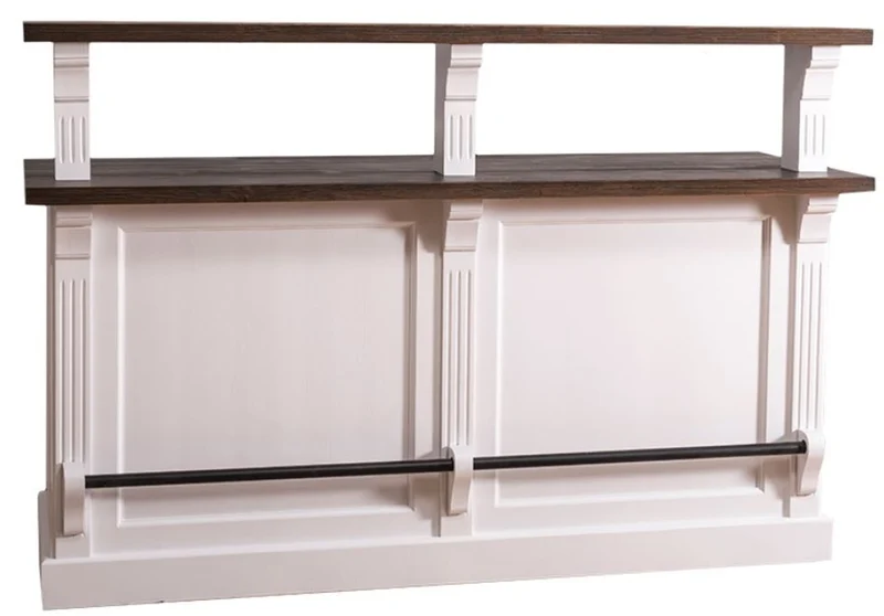 Casa Padrino Landhausstil Theke mit 3 Schubladen Weiß / Dunkelbraun 180 x 68 x H. 120 cm - Landhausstil Möbel