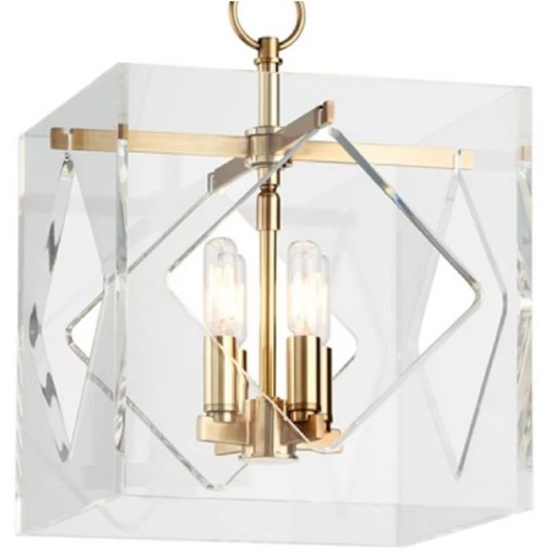 Casa Padrino Luxus Hängeleuchte Antik Messingfarben 30,5 x 30,5 x H. 40,7 cm - Pendelleuchte in Würfelform