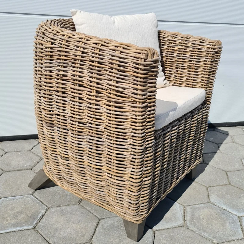 Gemütlicher Rattan Sessel CIRCLE Natural Grey
