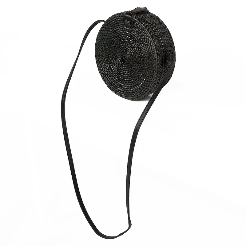 Rattan Handtasche TONDO ca. D20cm Black