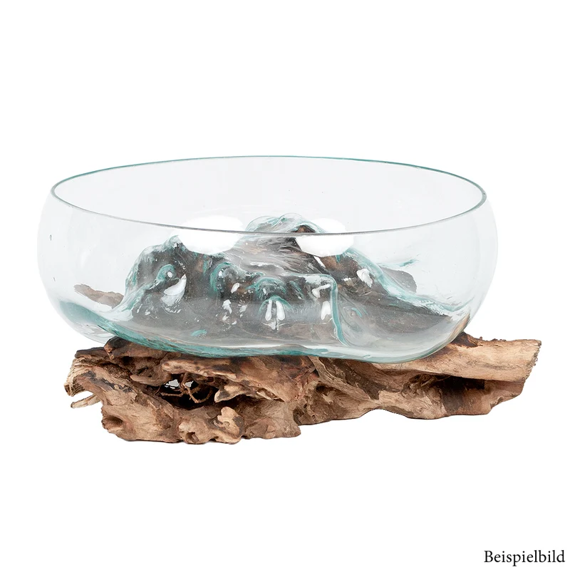 Deko-Glas DROP-8 ca. D35cm Teak Natural Handarbeit Schale