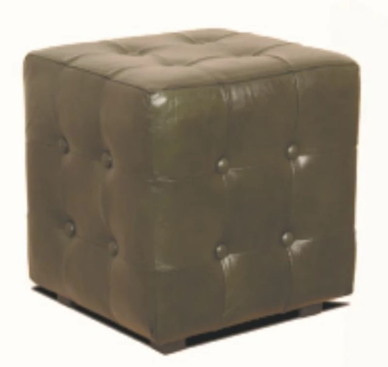 Casa Padrino Chesterfield Echtleder Hocker 40 x 40 x H. 42 cm - Luxus Möbel