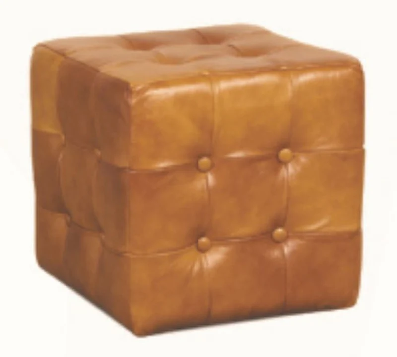 Casa Padrino Chesterfield Echtleder Hocker 40 x 40 x H. 42 cm - Luxus Möbel