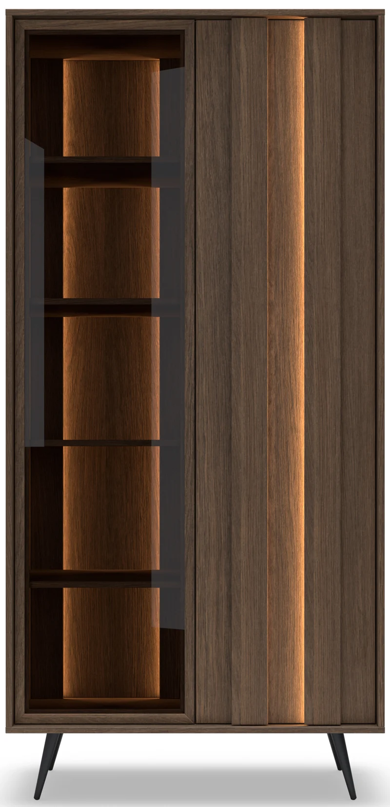 Zweiflügelige Vitrine Amaro mit LED-Beleuchtung, 94 cm, Eiche Dunin