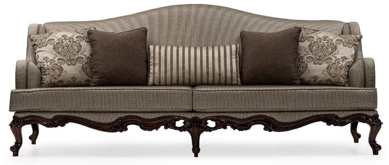 Casa Padrino Luxus Barock Wohnzimmer Set Silber / Braun - 2 Sofas & 2 Sessel & 1 Couchtisch & 2 Beistelltische - Handgefertigte Wohnzimmer Möbel im Barockstil - Edel & Prunkvoll
