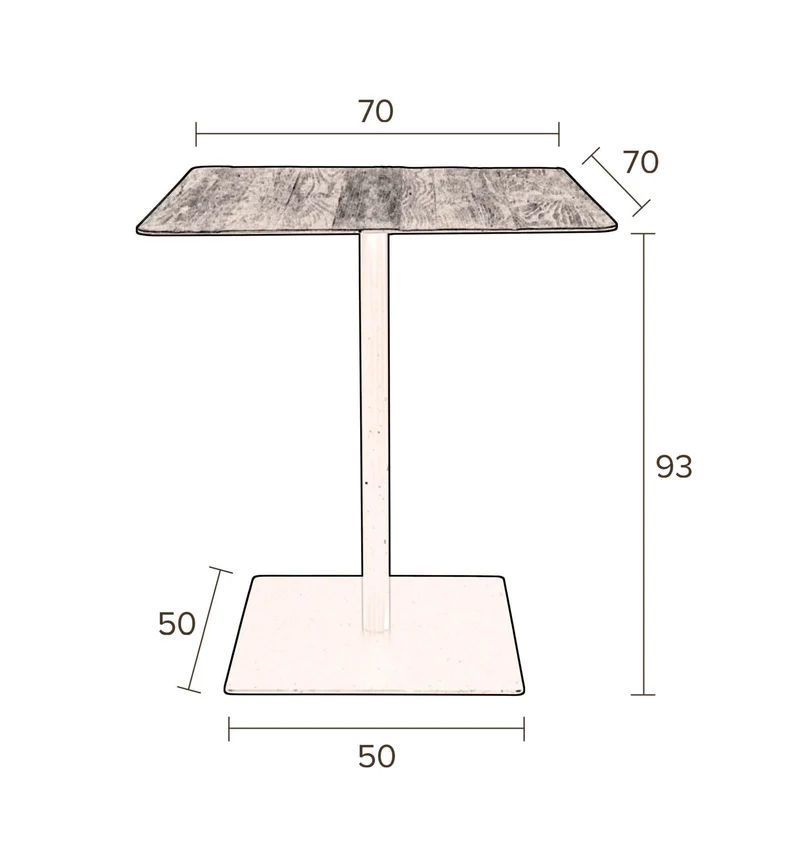 Bartisch BRAZA SQUARE BLACK von DUTCHBONE Platte recycelte Eiche