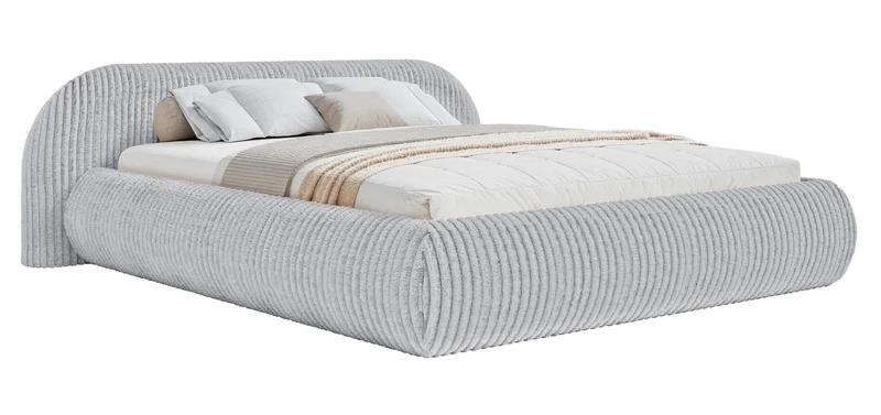 Polsterbett 180x200 cm Shels Low grau, dicker Cordstoff
