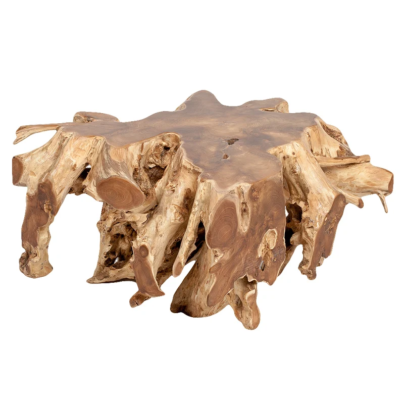 Einzigartiger Teak-Wurzel Couchtisch AKAR Natural ca. 80x80cm