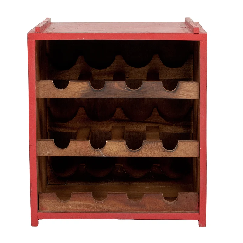 Flaschenbox SURAT Antique Red 40cm Mahagoni Shabby Weinregal