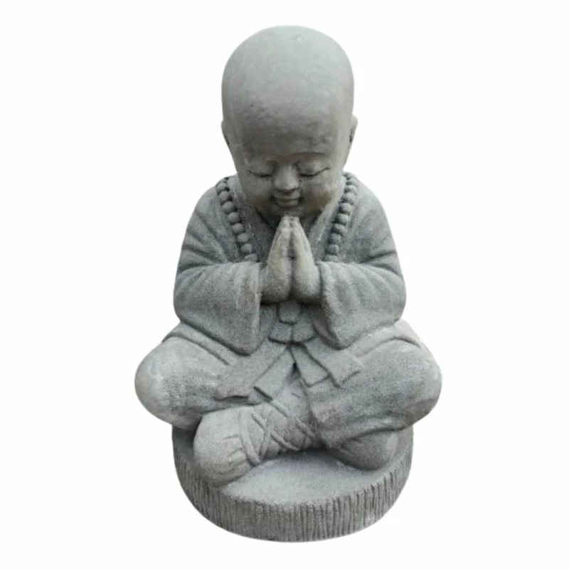 Buddha Figur BERDOA 40cm Grau Zement Garten Dekoration