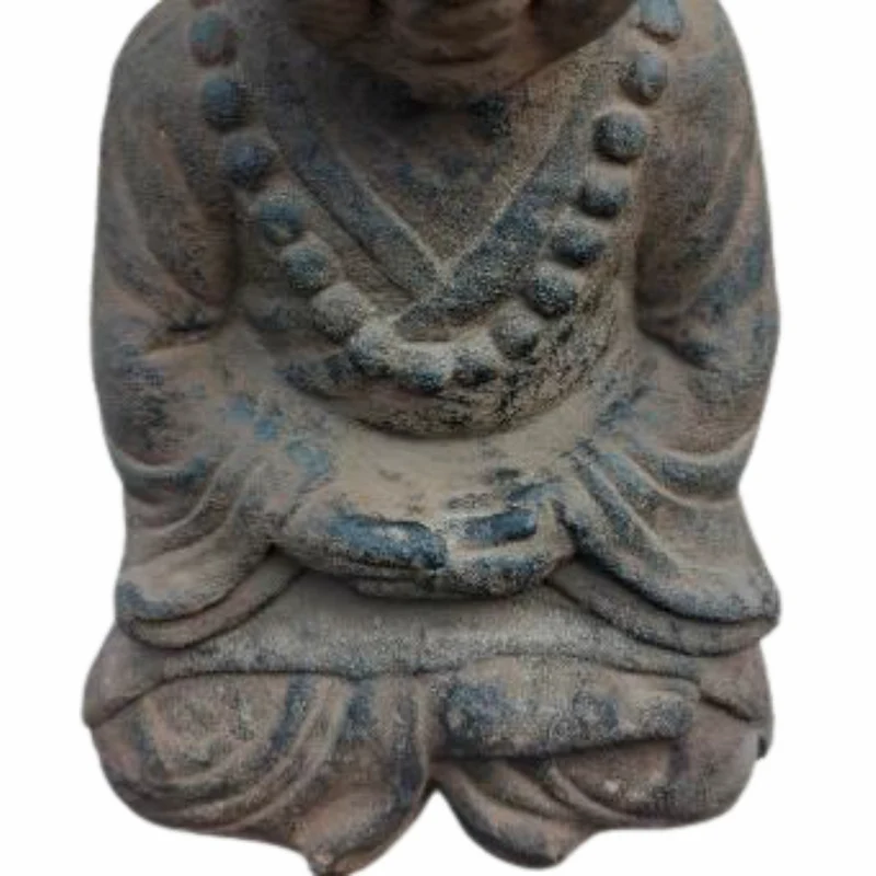 Buddha Figur PRAY 40cm Antik-Schwarz Zement Outdoor-Deko