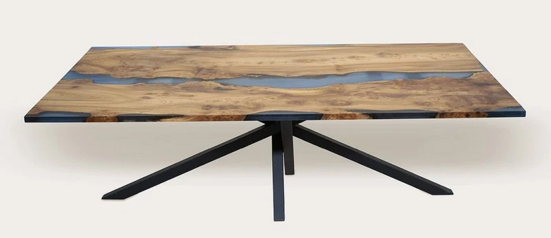 Casa Padrino Luxus Esstisch Braun / Blau / Schwarz 250 cm