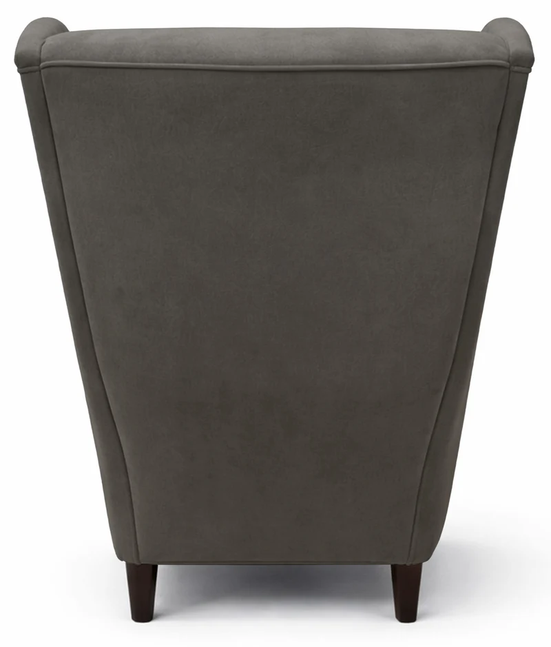 Ohrensessel Malmello mit Hocker, dunkelgrauer Velours, pflegeleicht, schwarze Beine