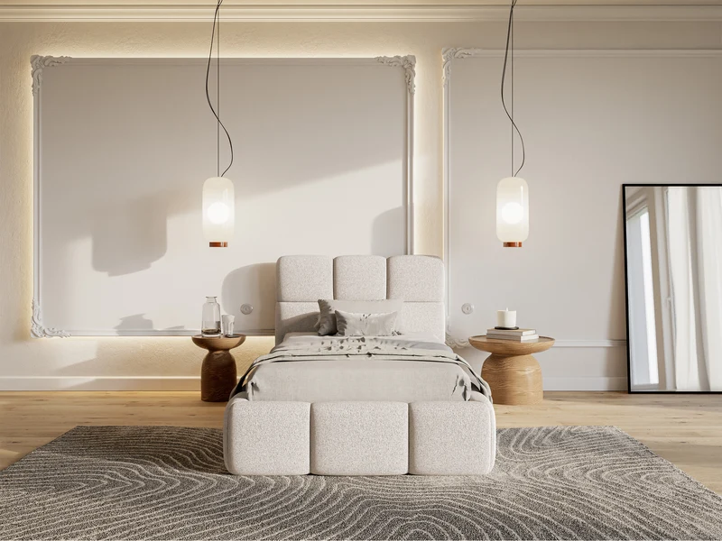 Polsterbett 90x200 cm Cloudy hellbeige Chenille hydrophob