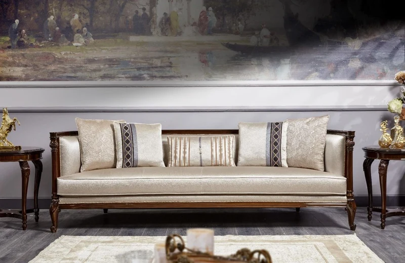 Casa Padrino Luxus Barock Sofa Gold / Dunkelbraun - Prunkvolles Wohnzimmer Sofa - Barockstil Wohnzimmer Möbel - Luxus Möbel im Barockstil - Barock Einrichtung - Edel & Prunkvoll