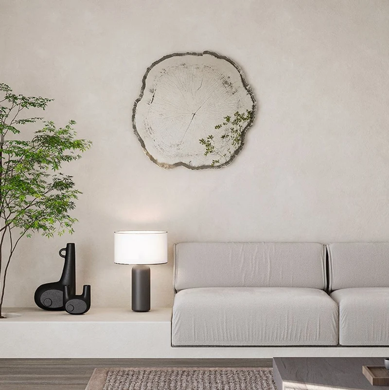 Casa Padrino Luxus Wandspiegel im Baumscheiben Design Weiß / Schwarz 80 x 2,5 x H. 78 cm - Wohnzimmer Spiegel - Schlafzimmer Spiegel - Garderoben Spiegel - Luxus Möbel - Luxus Interior