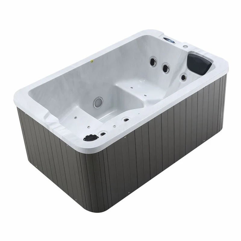 Casa Padrino Luxus Outdoor Jacuzzi Weiß / Schwarz / Grau 175 cm - Garten Whirlpool