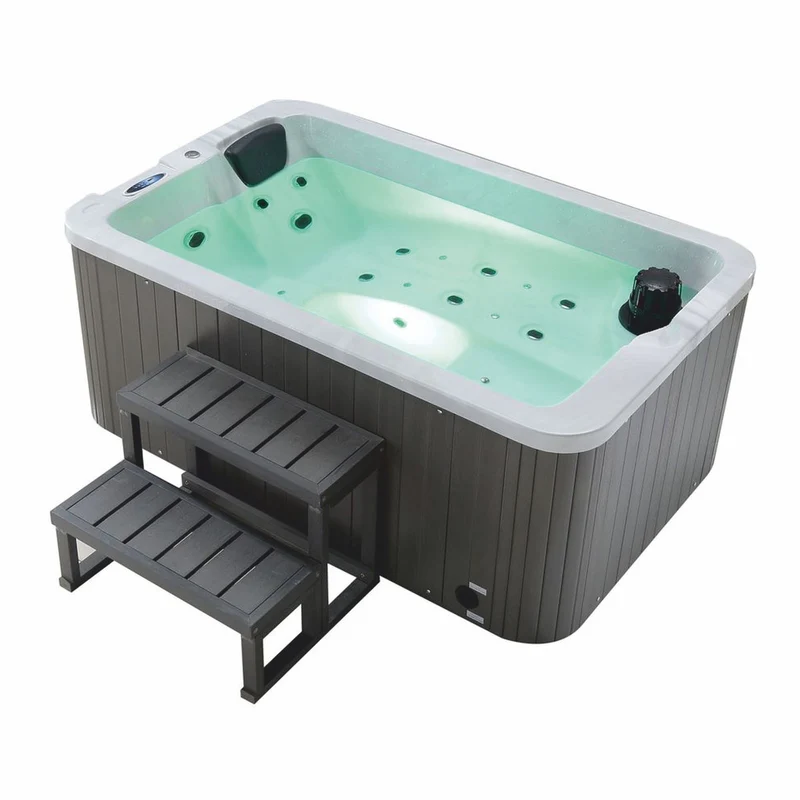 Casa Padrino Luxus Outdoor Jacuzzi Weiß / Schwarz / Grau 175 cm - Garten Whirlpool