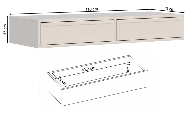 Velveto Schminktisch mit zwei Schubladen, 110 cm, Kaschmir