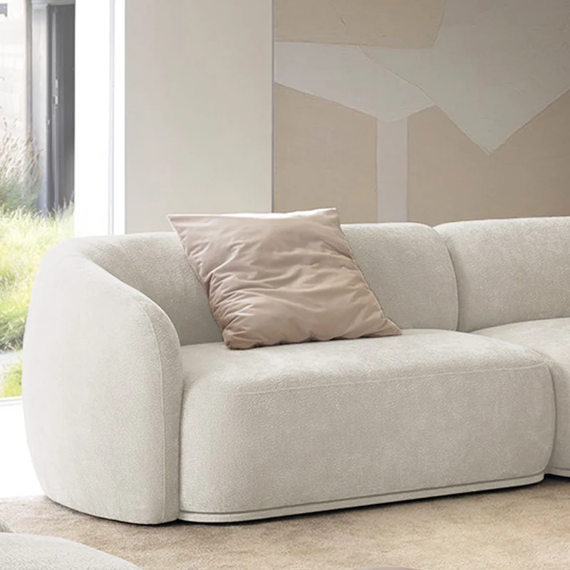 Modulares Ecksofa Bommo, L-förmig, rechtsseitig, cremefarben, Chenille