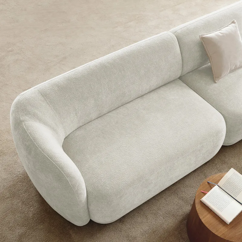 Modulares Ecksofa Bommo, L-förmig, rechtsseitig, cremefarben, Chenille