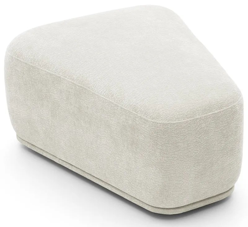 Modulares Ecksofa Bommo L-förmig mit Pouf, rechtsseitig, cremefarbenes Chenille