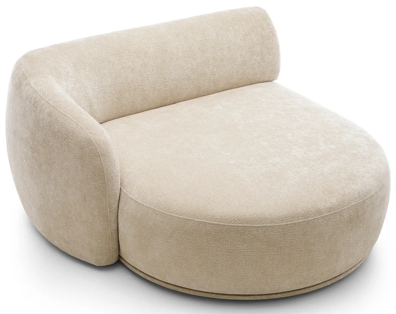 Modulares Ecksofa Bommo L-förmig mit Hocker, linksseitig, beige Chenille