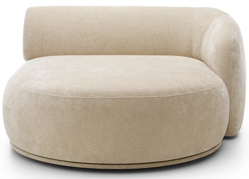 Modulare Eckcouch Bommo L-förmig mit Pouf, rechtsseitig, beige Chenille