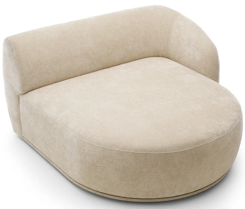 Modulare Eckcouch Bommo L-förmig mit Pouf, rechtsseitig, beige Chenille