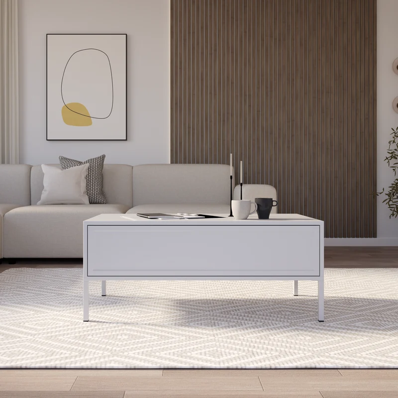 Velveto Couchtisch mit Schublade 100x50 cm weiß