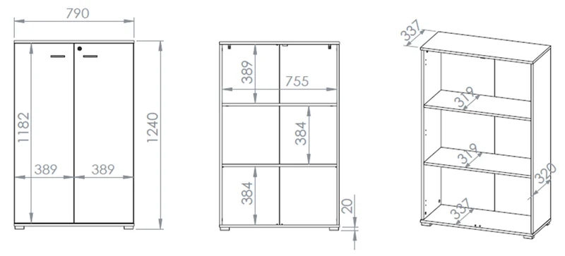 Zweiturige Kommode Odelis 79 cm Lindberg Eiche