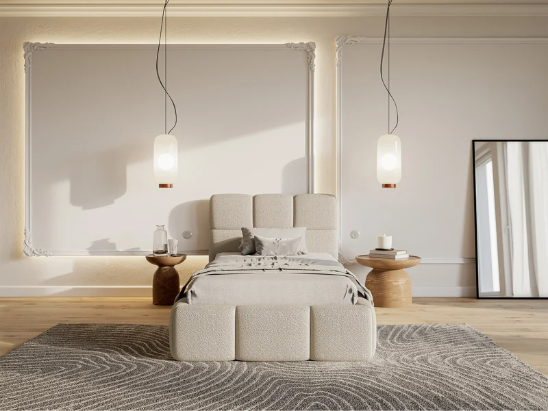 Polsterbett 90x200 cm Cloudy hellbeige Bouclé