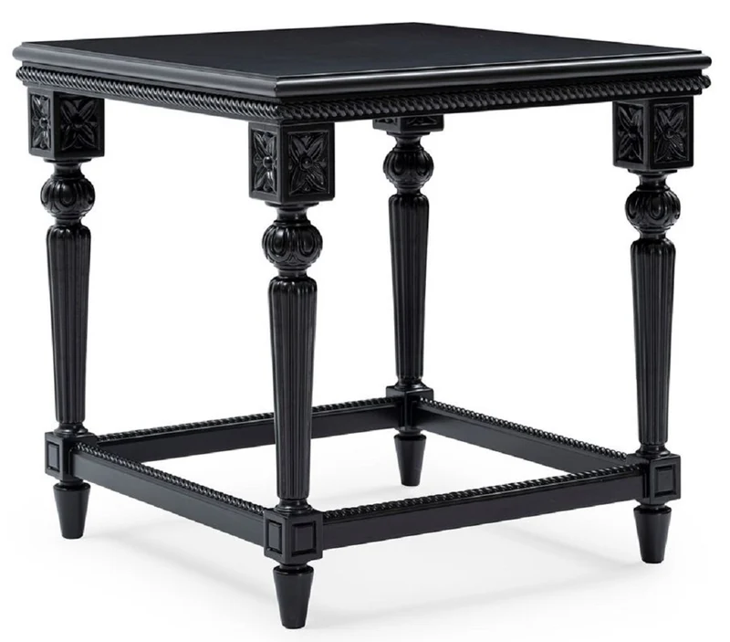 Casa Padrino Luxus Barock Beistelltisch Schwarz - Quadratischer Massivholz Tisch im Barockstil - Luxus Wohnzimmer Möbel im Barockstil - Barock Möbel - Edel & Prunkvoll