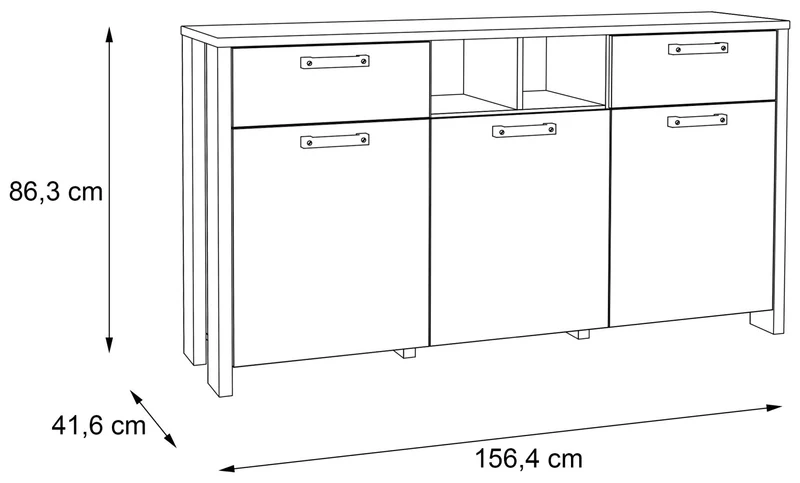 Sideboard CLIF 3 Türen 2 Schubladen Optik: Old Wood Vintage von Forte