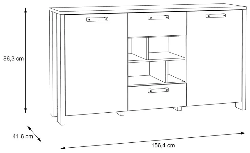 Sideboard Kommode CLIF 2 Türen 2 Schubladen Optik: Old Wood Vintage
