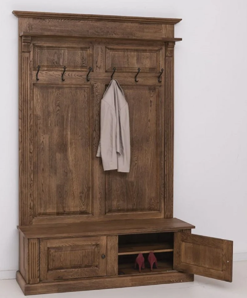 Casa Padrino Landhausstil Massivholz Garderobenschrank Dunkelbraun 140 x 41 x H. 210 cm - Wand Garderobe - Flur Schrank - Flur Möbel - Garderoben Möbel - Landhausstil Möbel