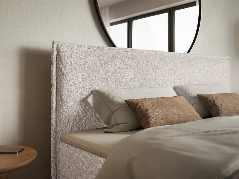 Kontinentalbett 140x200 cm Softie mit Stauraum und Topper, beige Chenille
