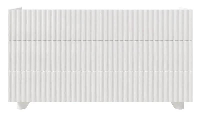 Kommode mit sechs Schubladen Fiorra 147 cm weiß Hochglanz