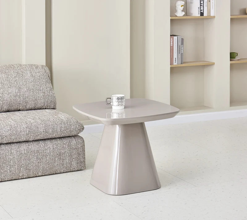 Floone Couchtisch 60x60 cm hellgrau Hochglanz
