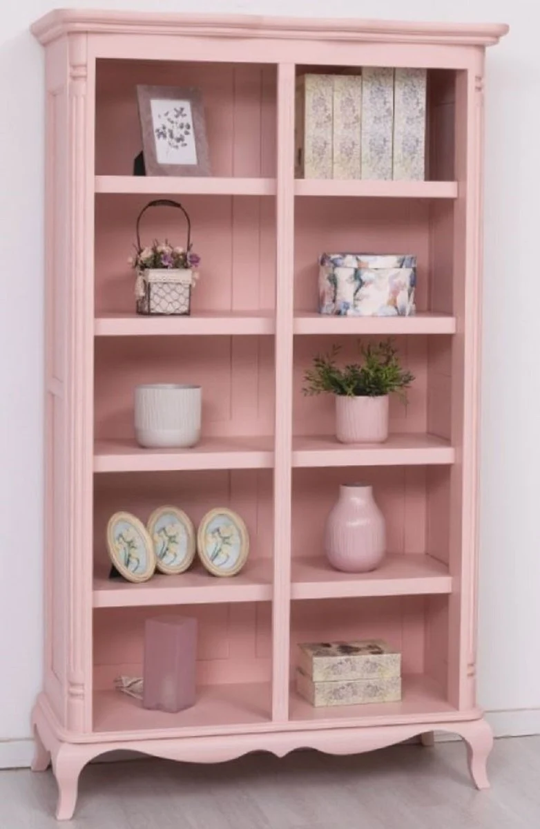 Casa Padrino Landhausstil Schrank Rosa 112 x 49 x H. 190 cm - Massivholz Regalschrank - Bücherschrank - Wohnzimmerschrank - Landhausstil Möbel