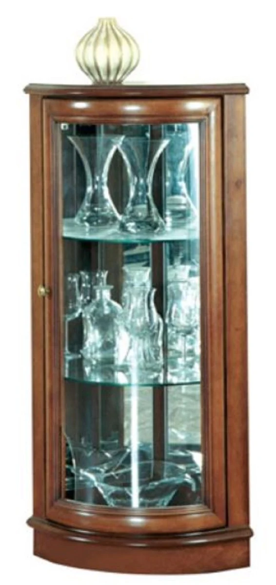 Casa Padrino Luxus Eckvitrine Braun 40 x 45 x H. 108 cm - Massivholz Eckschrank - Wohnzimmerschrank - Luxus Massivholz Wohnzimmer Möbel