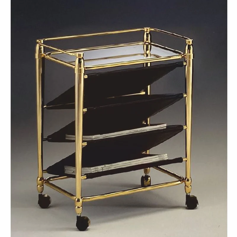 Casa Padrino Luxus Zeitschriften Trolley Messing Glänzend / Schwarz 52 x 38 x H. 63 cm - Made in Italy